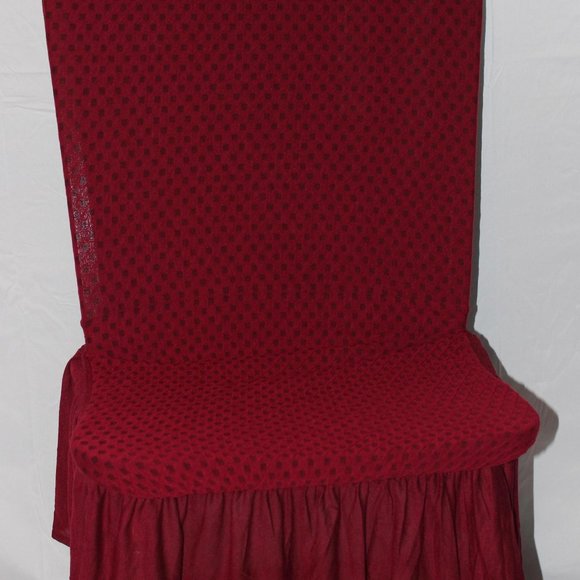 2 “CARTER” STRETCH SLIPCOVERS DINING KITCHEN CHAIR COVERS 11” RUFFLE BURGUNDY - Picture 7 of 11